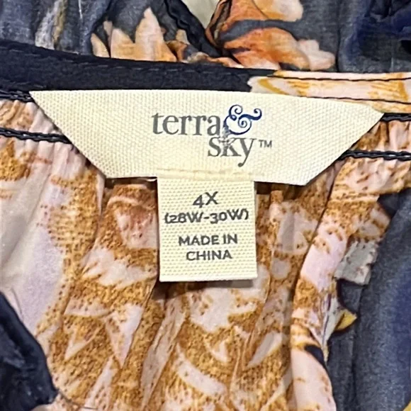 Terra & Sky Plus Size Navy Peasant Midi Dress size 4x NWT - Picture 4 of 12